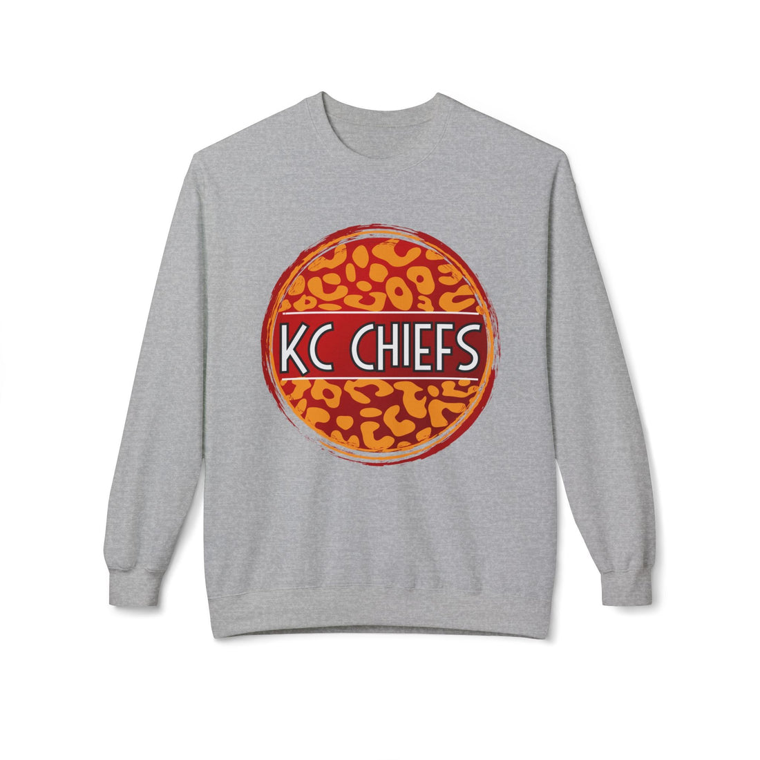 Chiefs Leopard Unisex Midweight Softstyle Fleece Crewneck Sweatshirt - Sweatshirt - Positively Sassy - Chiefs Leopard Unisex Midweight Softstyle Fleece Crewneck Sweatshirt