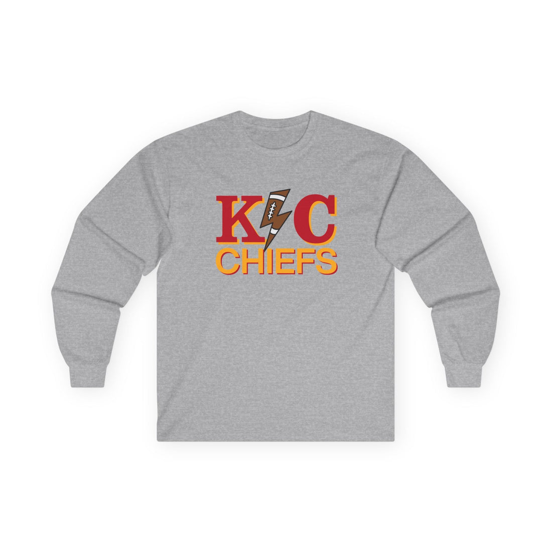 Chiefs Lightening Ultra Cotton Long Sleeve Tee - Long - sleeve - Positively Sassy - Chiefs Lightening Ultra Cotton Long Sleeve Tee