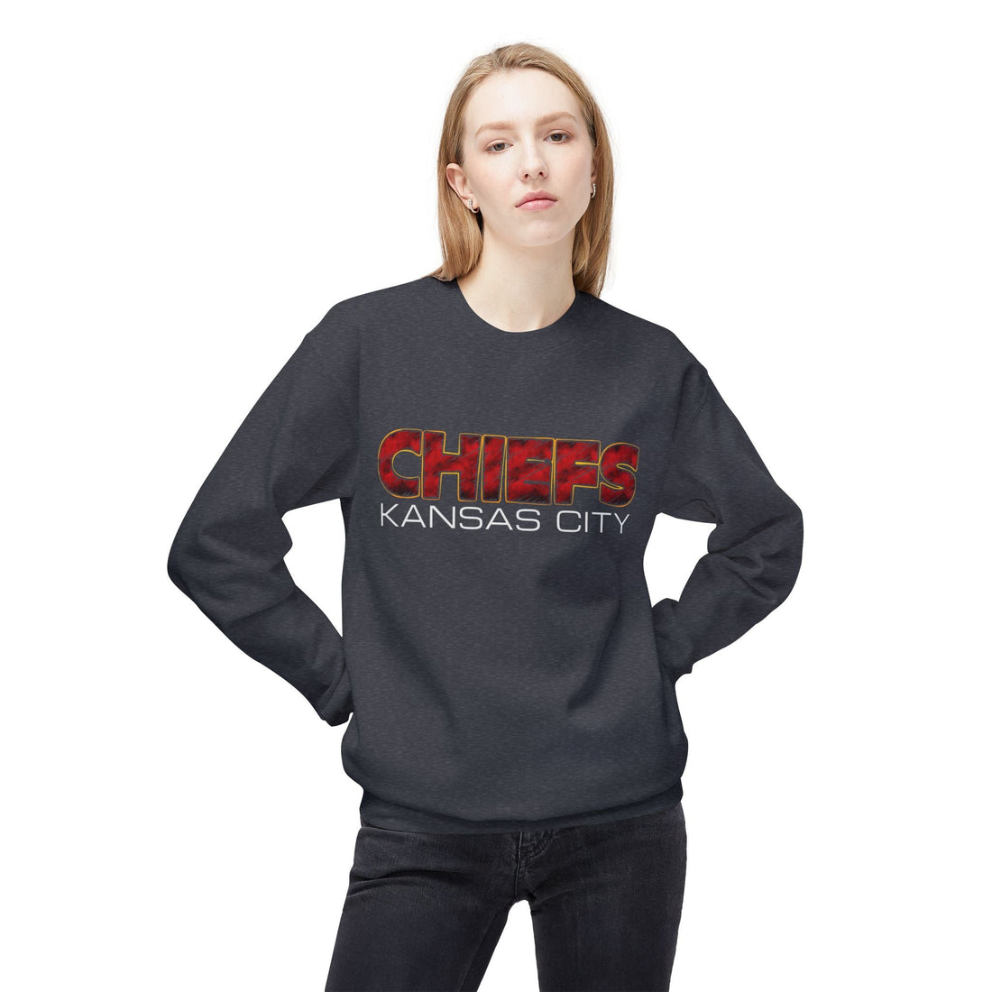 Chiefs Scratch Unisex Midweight Softstyle Fleece Crewneck Sweatshirt - Sweatshirt - Positively Sassy - Chiefs Scratch Unisex Midweight Softstyle Fleece Crewneck Sweatshirt