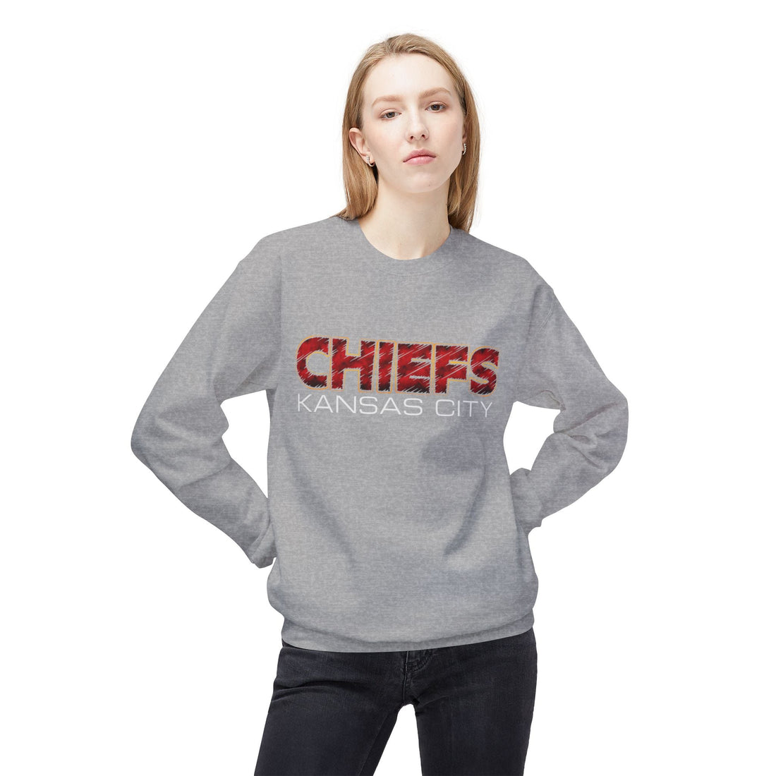 Chiefs Scratch Unisex Midweight Softstyle Fleece Crewneck Sweatshirt - Sweatshirt - Positively Sassy - Chiefs Scratch Unisex Midweight Softstyle Fleece Crewneck Sweatshirt