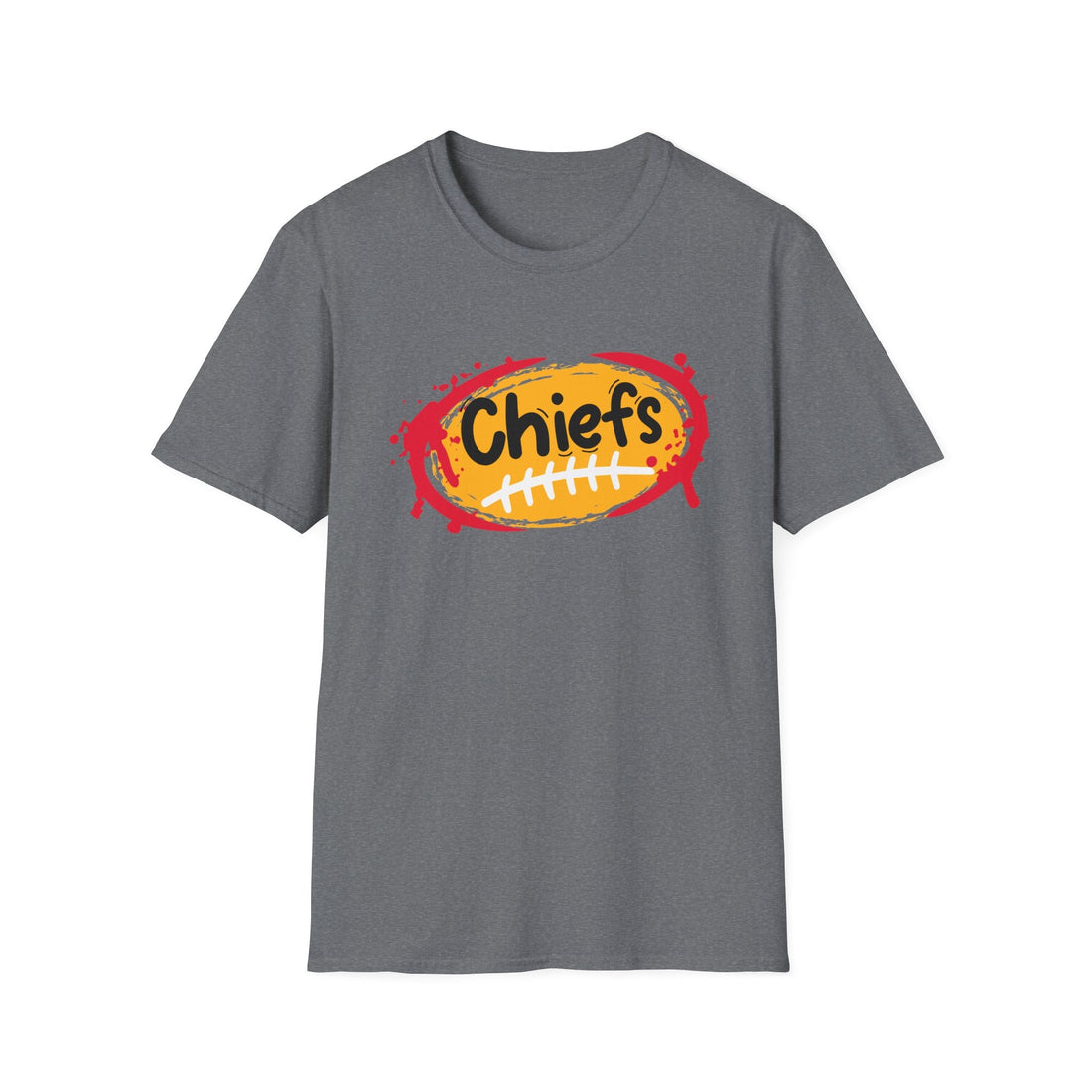 Chiefs Splash Football Softstyle T-Shirt - T-Shirt - Positively Sassy - Chiefs Splash Football Softstyle T-Shirt