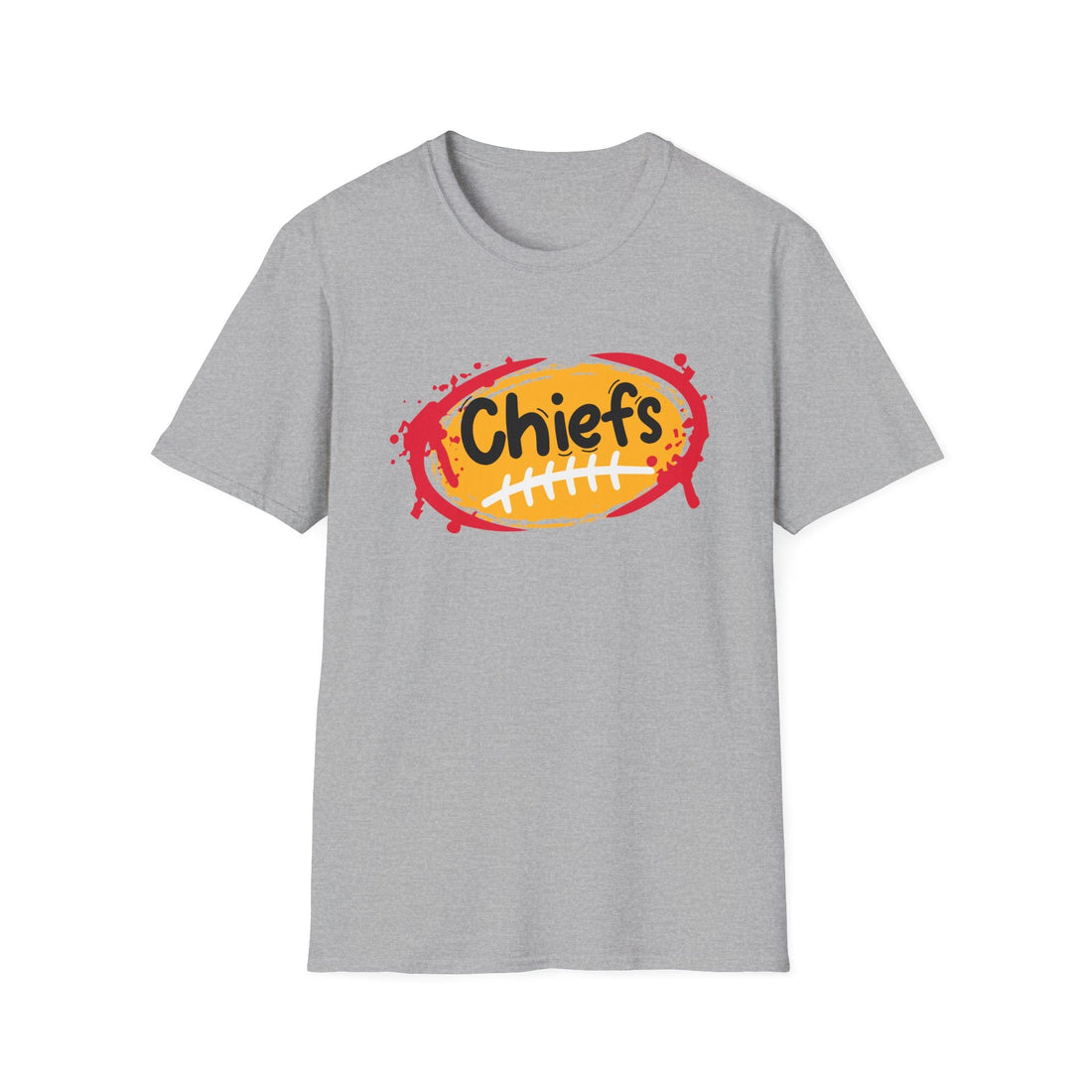 Chiefs Splash Football Softstyle T-Shirt - T-Shirt - Positively Sassy - Chiefs Splash Football Softstyle T-Shirt