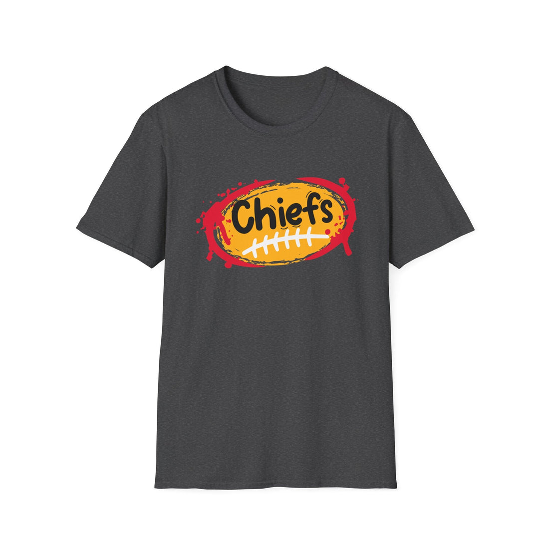 Chiefs Splash Football Softstyle T-Shirt - T-Shirt - Positively Sassy - Chiefs Splash Football Softstyle T-Shirt