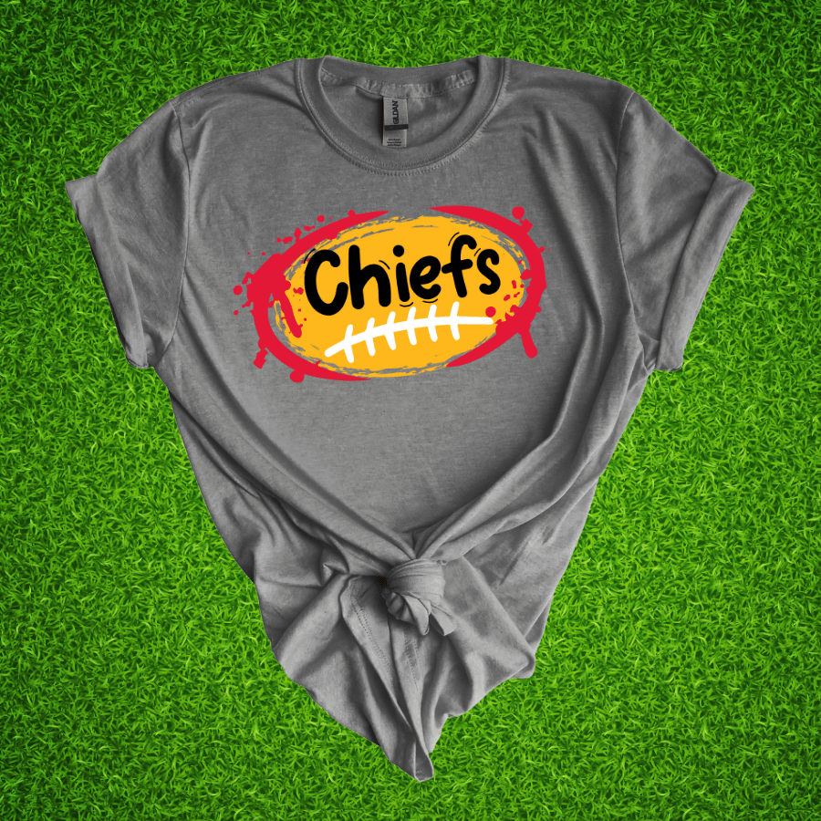 Chiefs Splash Football Softstyle T-Shirt - T-Shirt - Positively Sassy - Chiefs Splash Football Softstyle T-Shirt