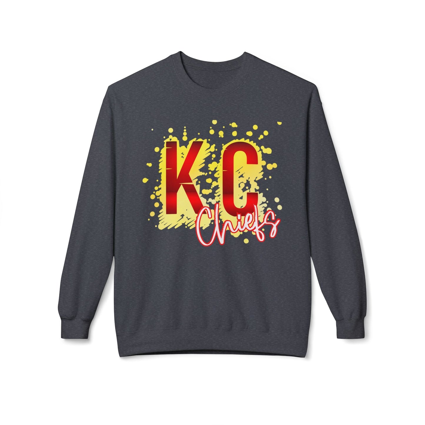 Chiefs Splatter Unisex Midweight Softstyle Fleece Crewneck Sweatshirt - Sweatshirt - Positively Sassy - Chiefs Splatter Unisex Midweight Softstyle Fleece Crewneck Sweatshirt