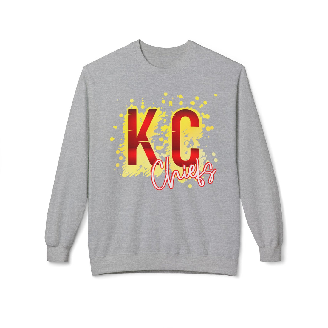 Chiefs Splatter Unisex Midweight Softstyle Fleece Crewneck Sweatshirt - Sweatshirt - Positively Sassy - Chiefs Splatter Unisex Midweight Softstyle Fleece Crewneck Sweatshirt