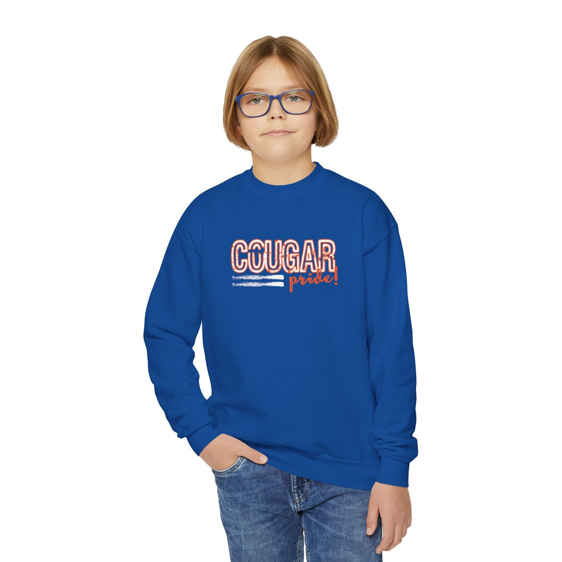 Cougar Pride - Youth Crewneck Sweatshirt - Kids clothes - Positively Sassy - Cougar Pride - Youth Crewneck Sweatshirt