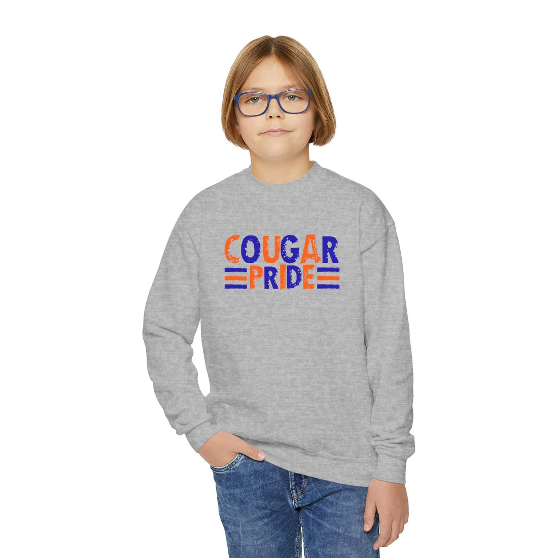 Cougar Pride - Youth Crewneck Sweatshirt - Kids clothes - Positively Sassy - Cougar Pride - Youth Crewneck Sweatshirt