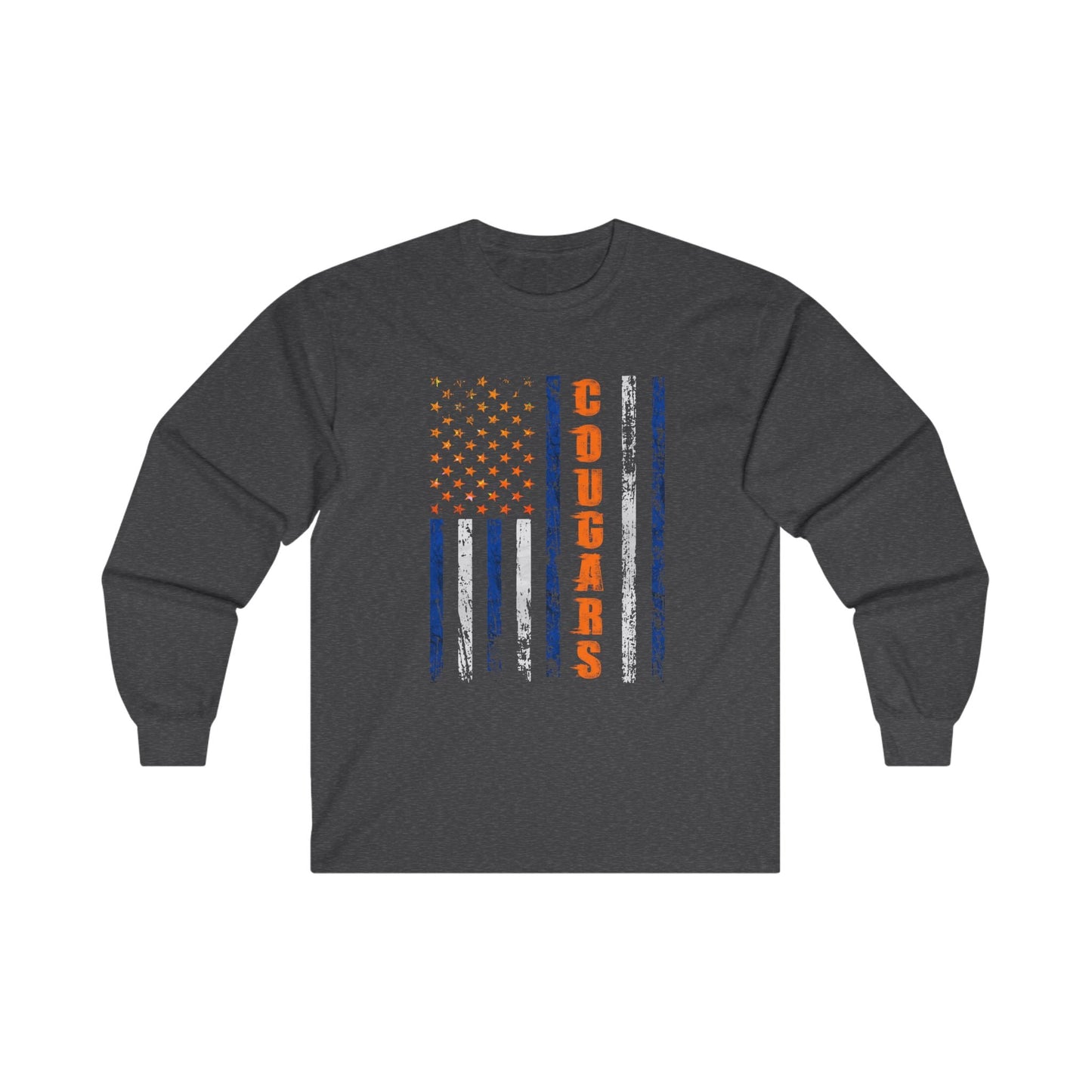 Cougars Americana Long Sleeve Tee Gildan Unisex Ultra Cotton - Long - sleeve - Positively Sassy - Cougars Americana Long Sleeve Tee Gildan Unisex Ultra Cotton