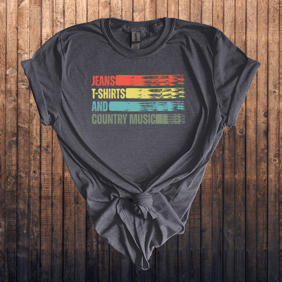 Country Music Unisex Softstyle T-Shirt - Denim Vibes - T-Shirt - Positively Sassy - Country Music Unisex Softstyle T-Shirt - Denim Vibes