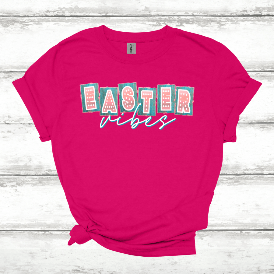 Easter Vibes Lettrs Softstyle T-Shirt - T-Shirt - Positively Sassy - Easter Vibes Lettrs Softstyle T-Shirt