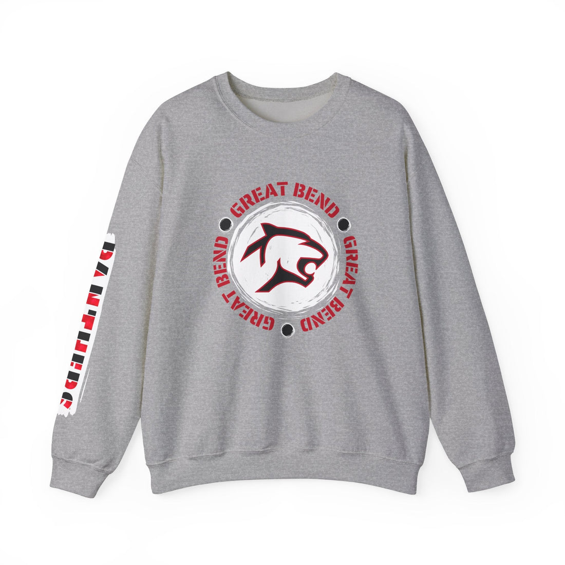 Great Bend Unisex Crewneck Sleeve Print - Cozy and Stylish Graphic Sweater - Sweatshirt - Positively Sassy - Great Bend Unisex Crewneck Sleeve Print - Cozy and Stylish Graphic Sweater