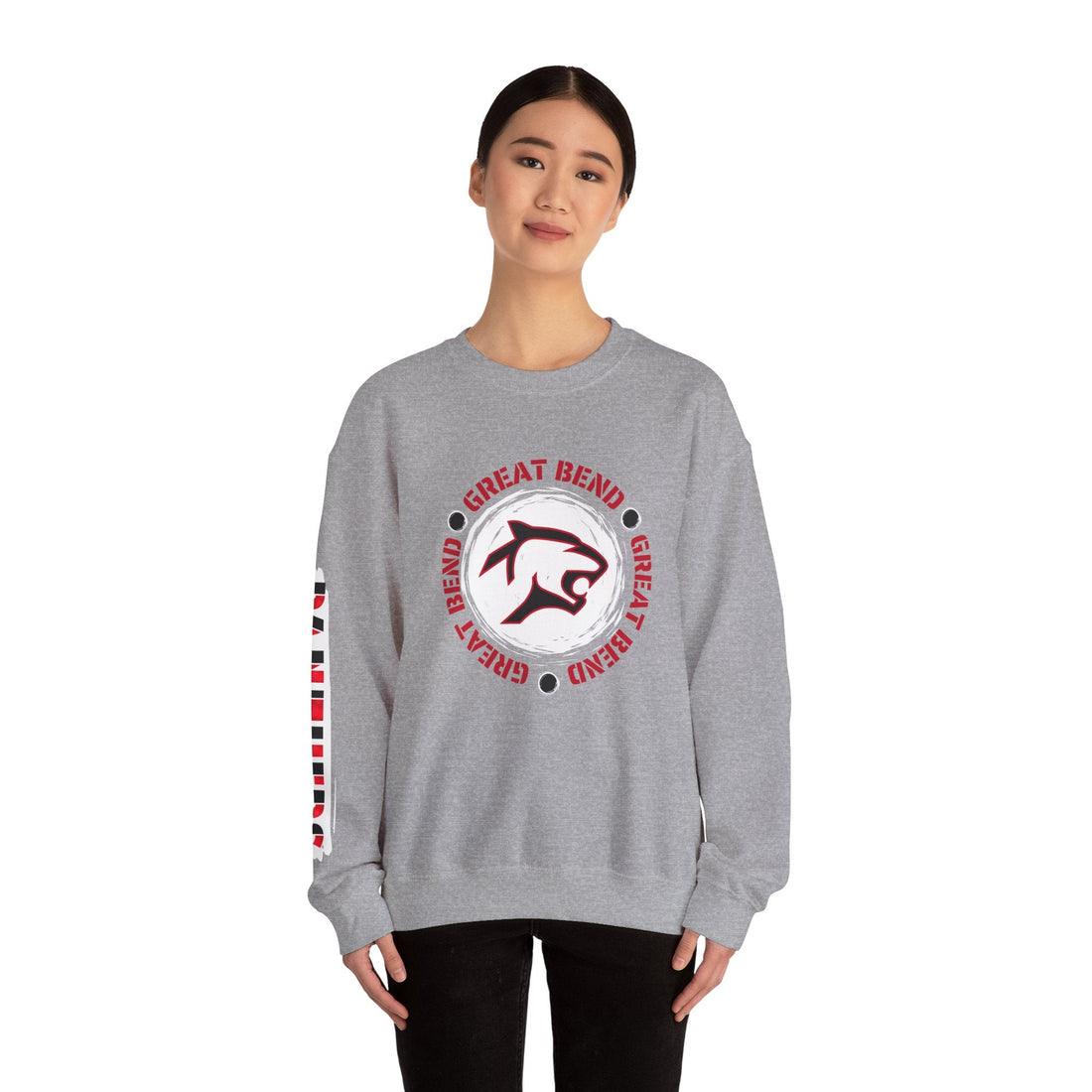 Great Bend Unisex Crewneck Sleeve Print - Cozy and Stylish Graphic Sweater - Sweatshirt - Positively Sassy - Great Bend Unisex Crewneck Sleeve Print - Cozy and Stylish Graphic Sweater