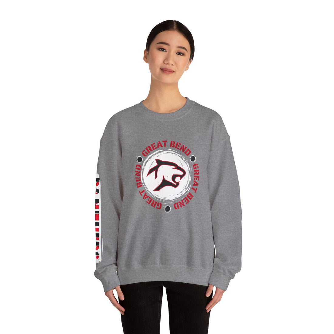 Great Bend Unisex Crewneck Sleeve Print - Cozy and Stylish Graphic Sweater - Sweatshirt - Positively Sassy - Great Bend Unisex Crewneck Sleeve Print - Cozy and Stylish Graphic Sweater