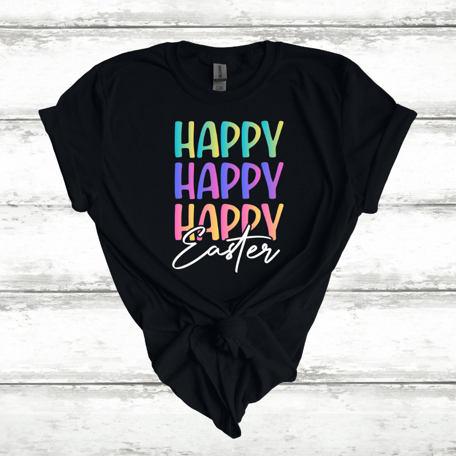 Happy Happy Happy Easter Softstyle T-Shirt - T-Shirt - Positively Sassy - Happy Happy Happy Easter Softstyle T-Shirt