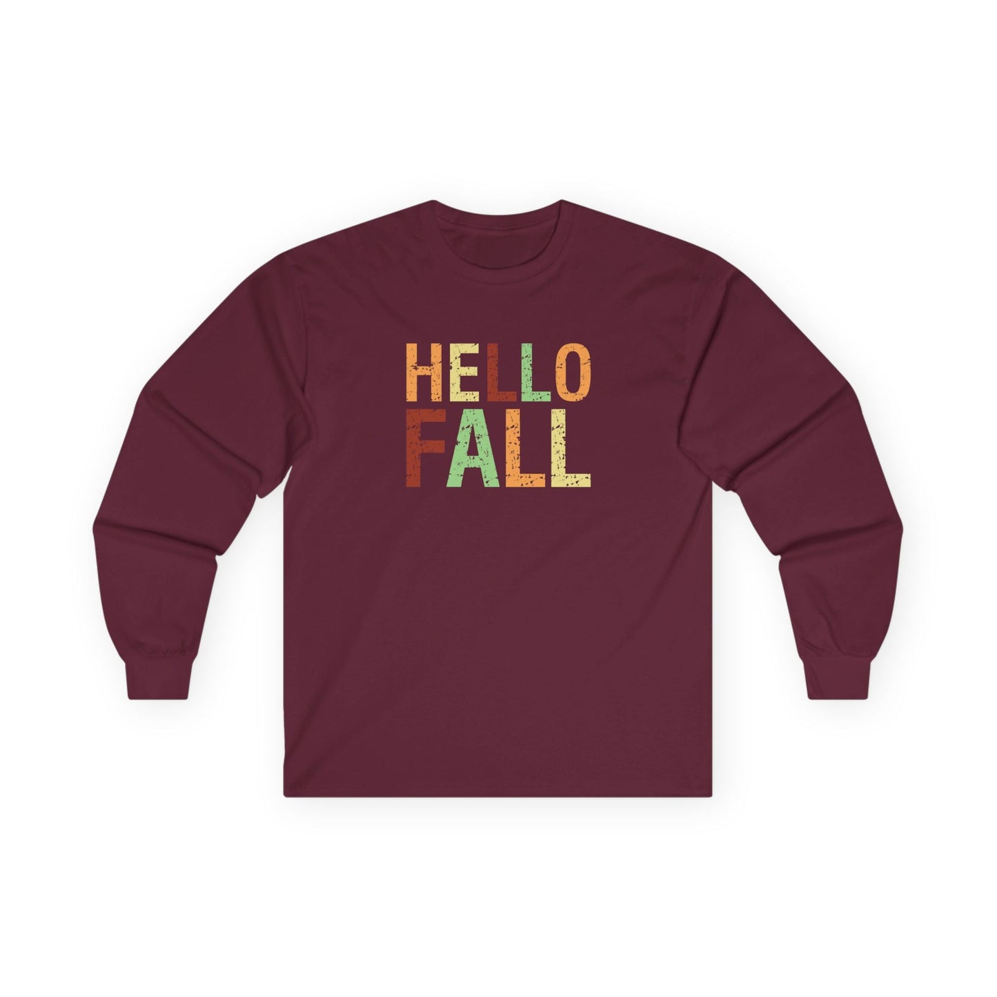 Hello Fall Long Sleeve Tee, Unisex Fall Shirt, Autumn Apparel, Seasonal Fashion, Cozy Fall Outfit, Gratitude Tee - Long - sleeve - Positively Sassy - Hello Fall Long Sleeve Tee, Unisex Fall Shirt, Autumn Apparel, Seasonal Fashion, Cozy Fall Outfit, Gratitude Tee