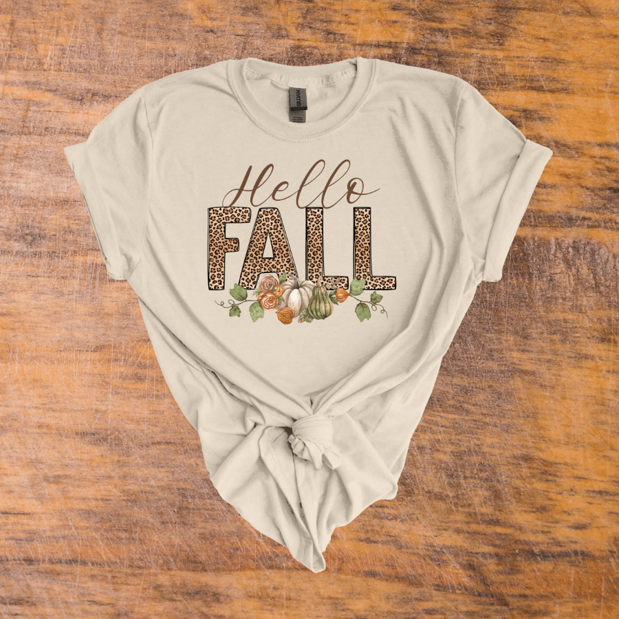 Hello Fall Unisex Tee, Autumn Shirt, Pumpkin Day T-Shirt, Cozy Seasonal Top, Thanksgiving Apparel, Fall Celebration Wear - T-Shirt - Positively Sassy - Hello Fall Unisex Tee, Autumn Shirt, Pumpkin Day T-Shirt, Cozy Seasonal Top, Thanksgiving Apparel, Fall Celebration Wear