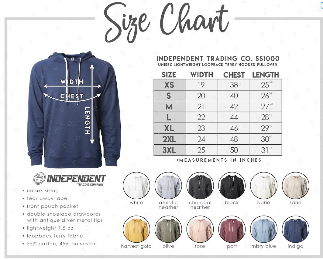 Independent Trading Co. Unisex Lightweight Loopback Terry Hooded Sweatshirt - Sweaters/Hoodies - Positively Sassy - Independent Trading Co. Unisex Lightweight Loopback Terry Hooded Sweatshirt