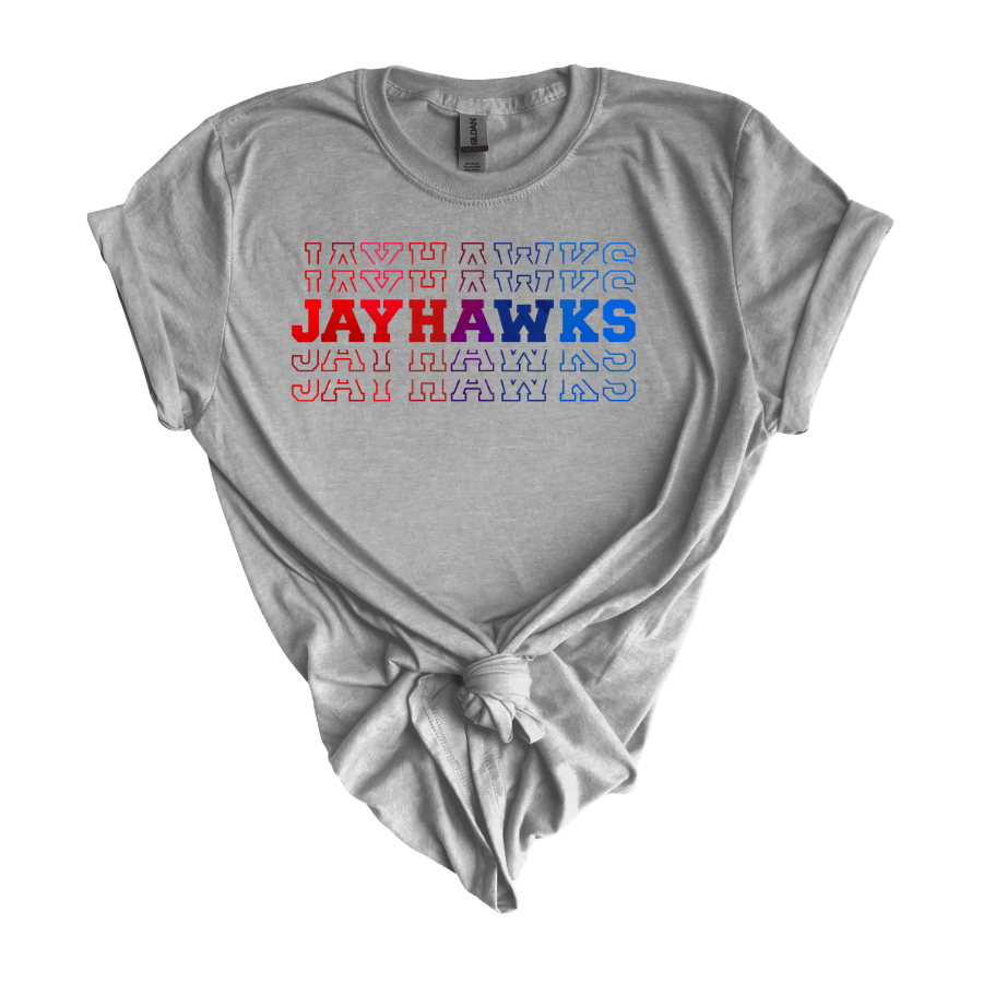 Jayhawks Fade Gildan 64000 Softstyle T-Shirt - T-Shirt - Positively Sassy - Jayhawks Fade Gildan 64000 Softstyle T-Shirt