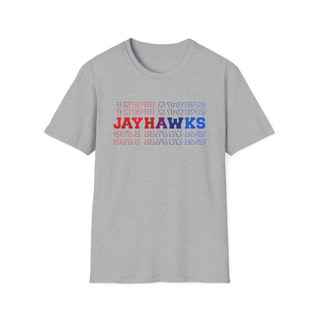 Jayhawks Fade Gildan 64000 Softstyle T-Shirt - T-Shirt - Positively Sassy - Jayhawks Fade Gildan 64000 Softstyle T-Shirt