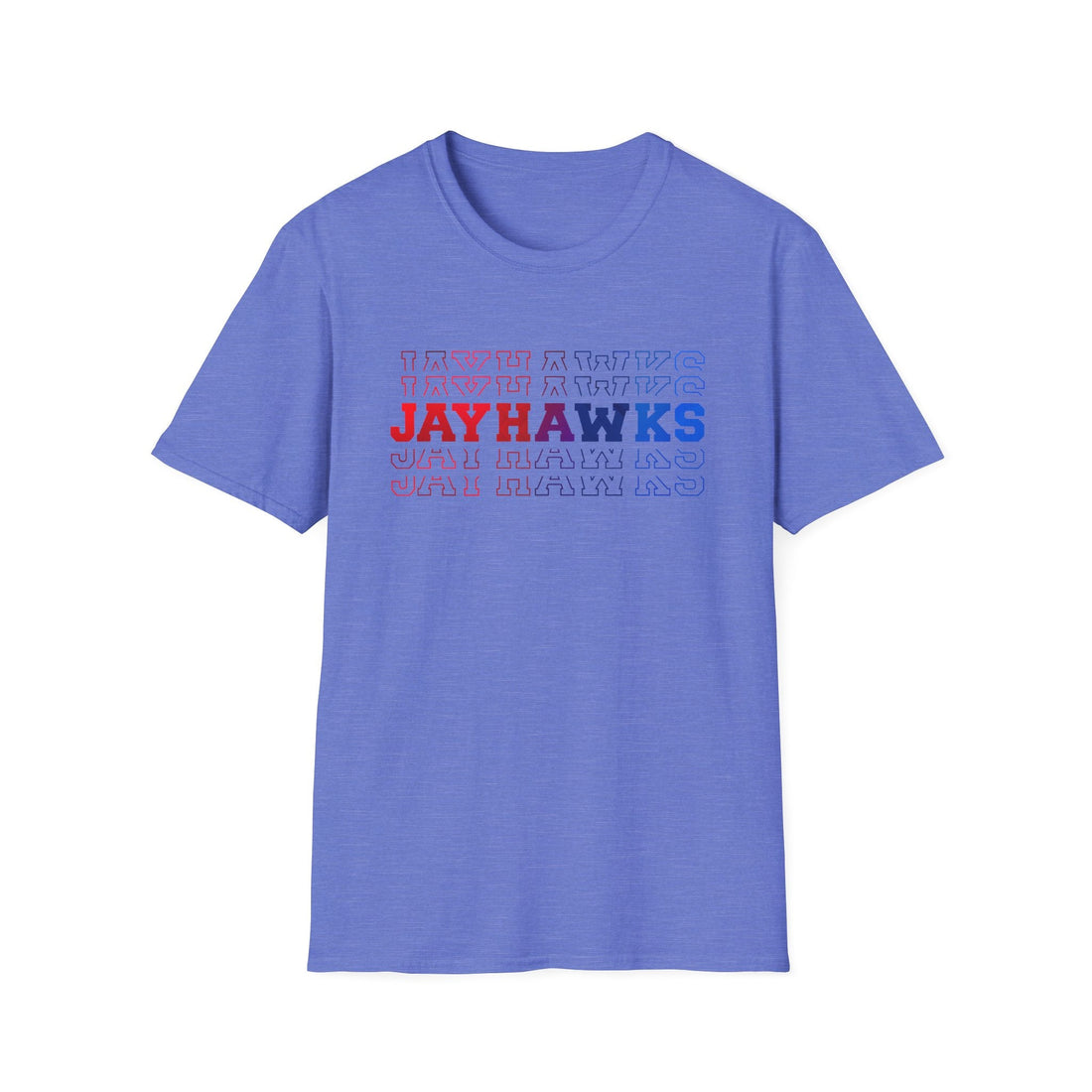 Jayhawks Fade Gildan 64000 Softstyle T-Shirt - T-Shirt - Positively Sassy - Jayhawks Fade Gildan 64000 Softstyle T-Shirt