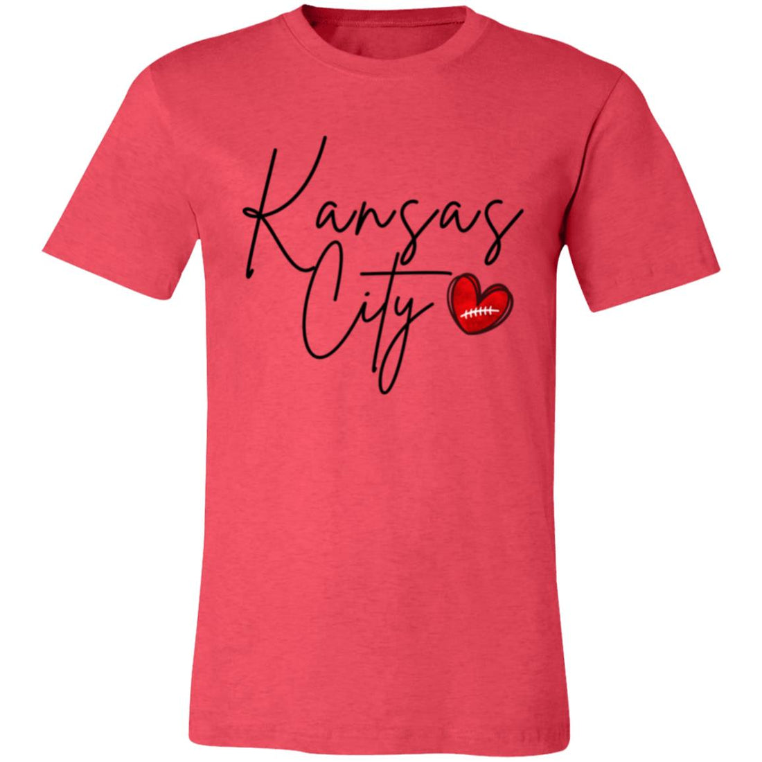 Kansas City Football Love Bella 3001 - T - Shirts - Positively Sassy - Kansas City Football Love Bella 3001