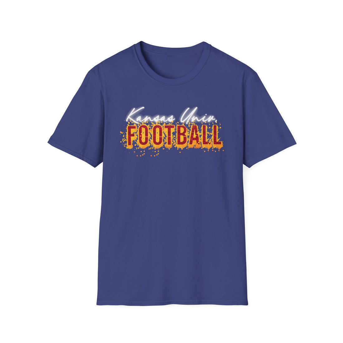 Kansas University Football Unisex Softstyle T-Shirt - Game Day Apparel, Casual Wear, Fan Gear, Sportswear, College Merchandise - T-Shirt - Positively Sassy - Kansas University Football Unisex Softstyle T-Shirt - Game Day Apparel, Casual Wear, Fan Gear, Sportswear, College Merchandise