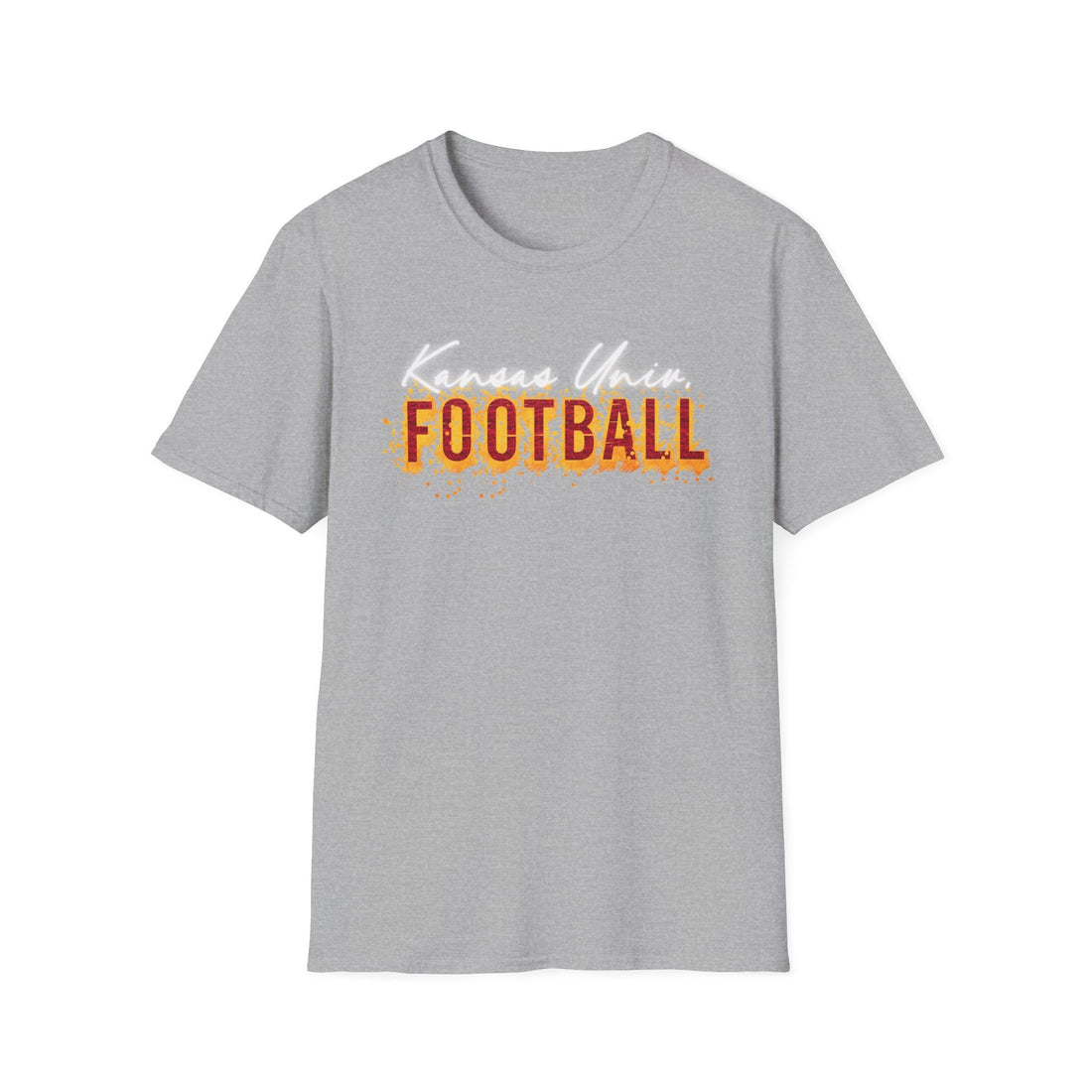 Kansas University Football Unisex Softstyle T-Shirt - Game Day Apparel, Casual Wear, Fan Gear, Sportswear, College Merchandise - T-Shirt - Positively Sassy - Kansas University Football Unisex Softstyle T-Shirt - Game Day Apparel, Casual Wear, Fan Gear, Sportswear, College Merchandise