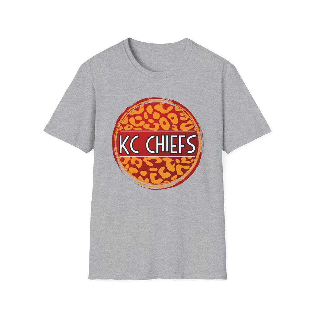 KC Chiefs Cheetah Circle Gildan 64000 - T-Shirt - Positively Sassy - KC Chiefs Cheetah Circle Gildan 64000