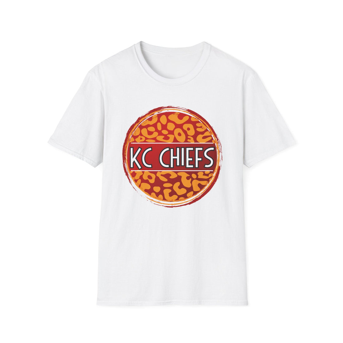 KC Chiefs Cheetah Circle Gildan 64000 - T-Shirt - Positively Sassy - KC Chiefs Cheetah Circle Gildan 64000