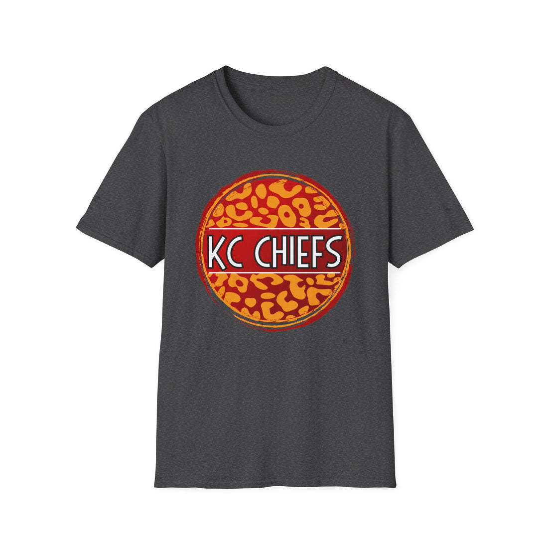 KC Chiefs Cheetah Circle Gildan 64000 - T-Shirt - Positively Sassy - KC Chiefs Cheetah Circle Gildan 64000