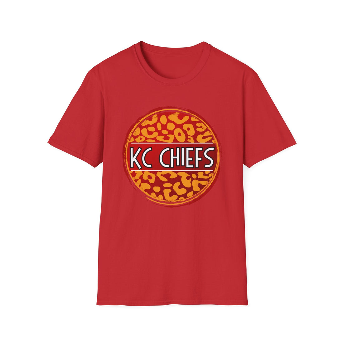 KC Chiefs Cheetah Circle Gildan 64000 - T-Shirt - Positively Sassy - KC Chiefs Cheetah Circle Gildan 64000