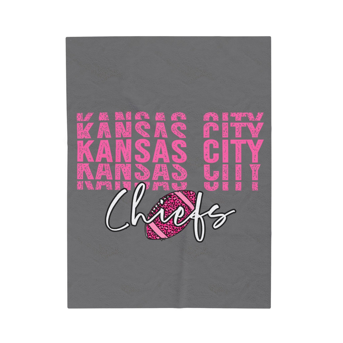 KC Football Pink Velveteen Plush Blanket - All Over Prints - Positively Sassy - KC Football Pink Velveteen Plush Blanket