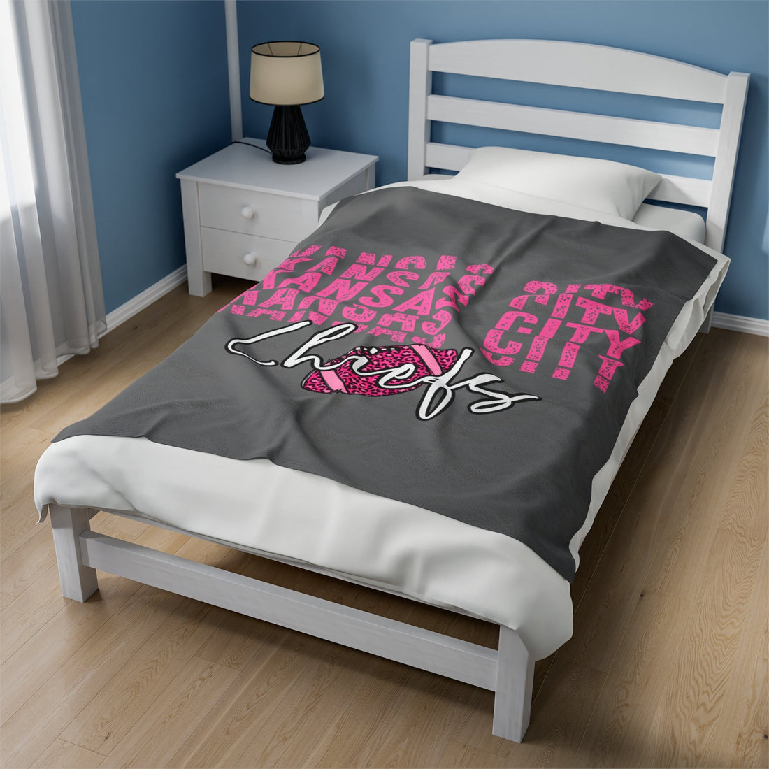 KC Football Pink Velveteen Plush Blanket - All Over Prints - Positively Sassy - KC Football Pink Velveteen Plush Blanket