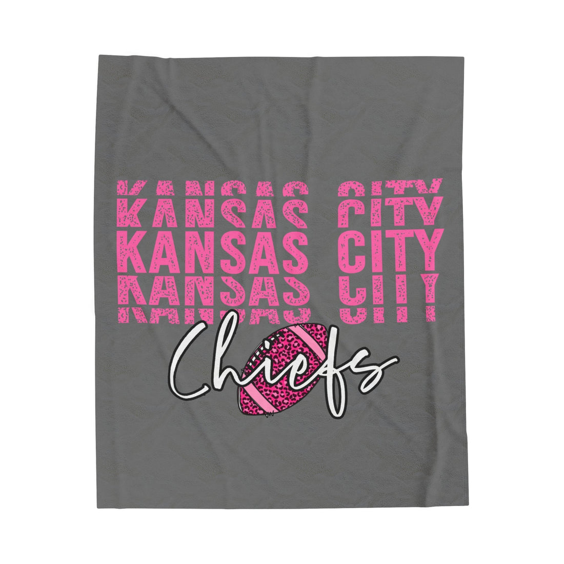 KC Football Pink Velveteen Plush Blanket - All Over Prints - Positively Sassy - KC Football Pink Velveteen Plush Blanket