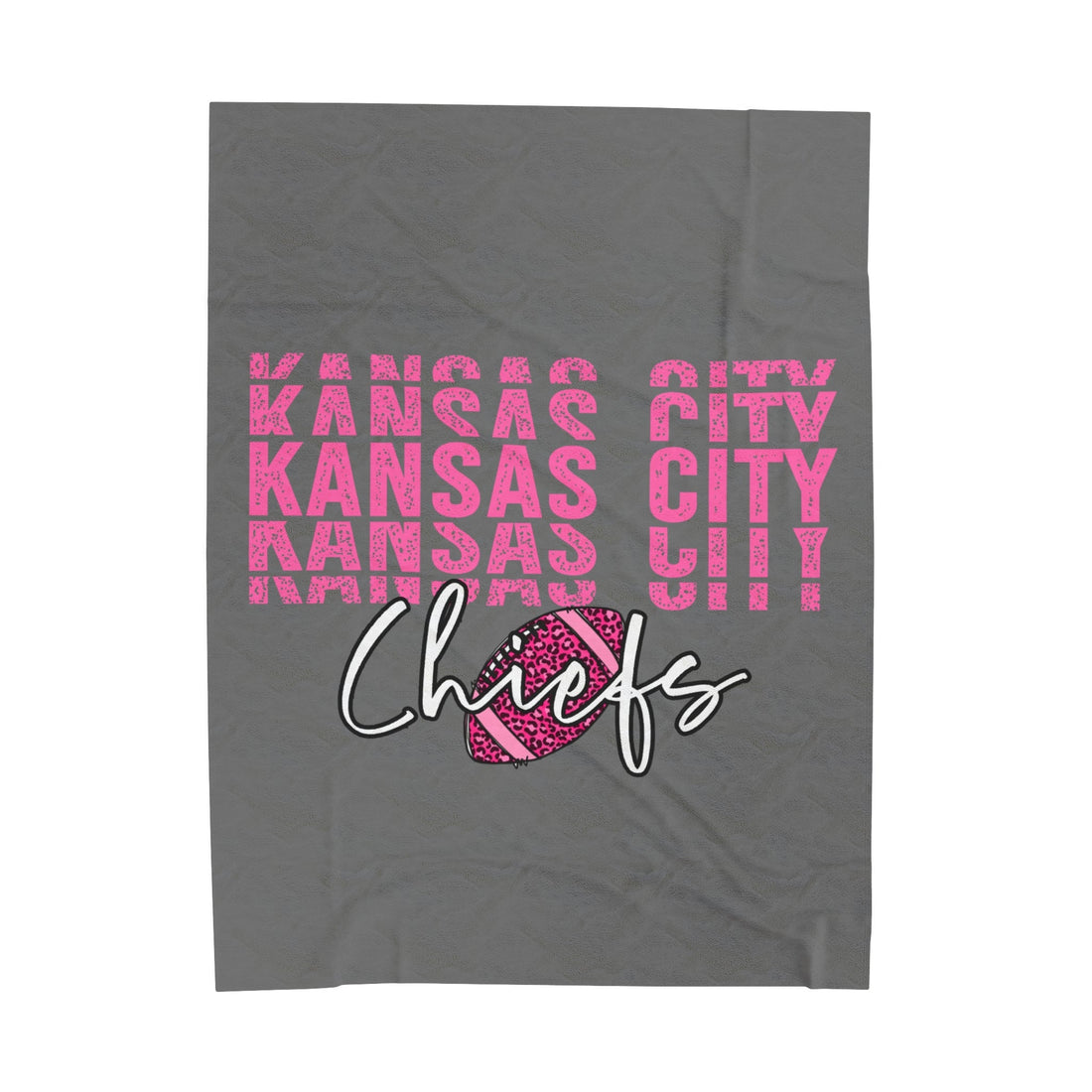 KC Football Pink Velveteen Plush Blanket - All Over Prints - Positively Sassy - KC Football Pink Velveteen Plush Blanket