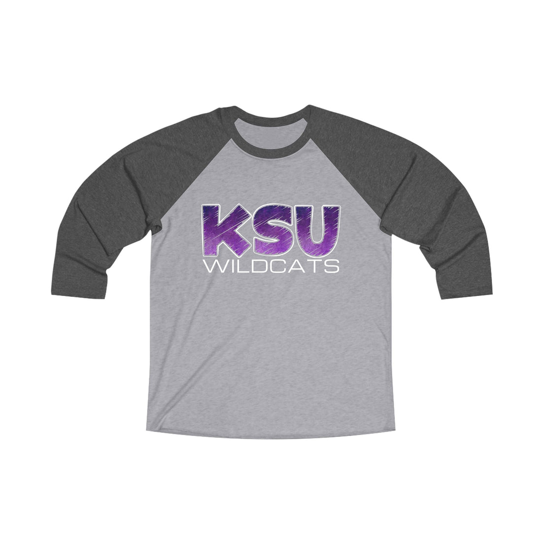 KSU Scratch Unisex Tri - Blend 3\4 Raglan Tee - Long - sleeve - Positively Sassy - KSU Scratch Unisex Tri - Blend 3\4 Raglan Tee