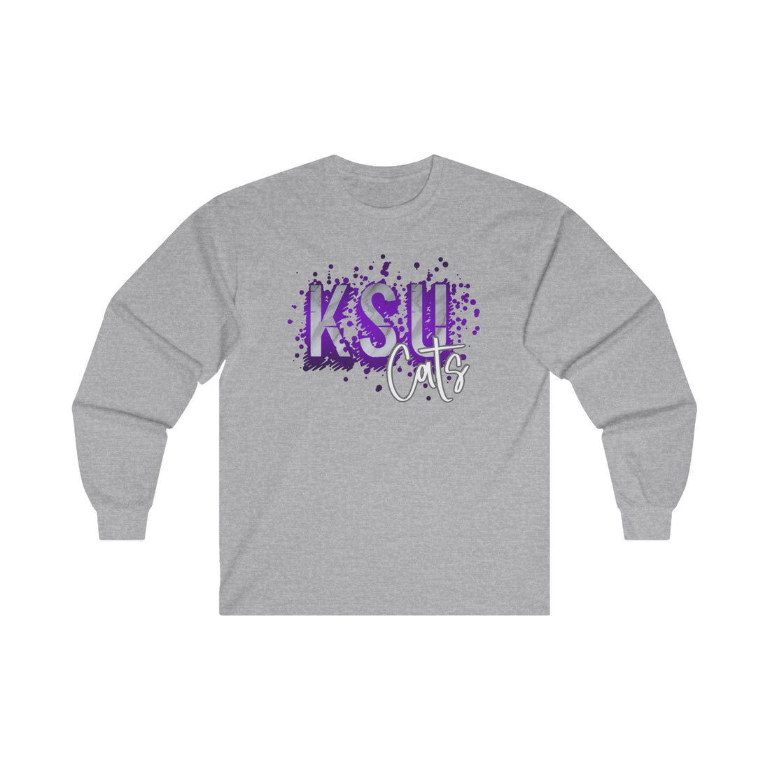 KSU Splatter Unisex Ultra Cotton Long Sleeve Tee - Long - sleeve - Positively Sassy - KSU Splatter Unisex Ultra Cotton Long Sleeve Tee