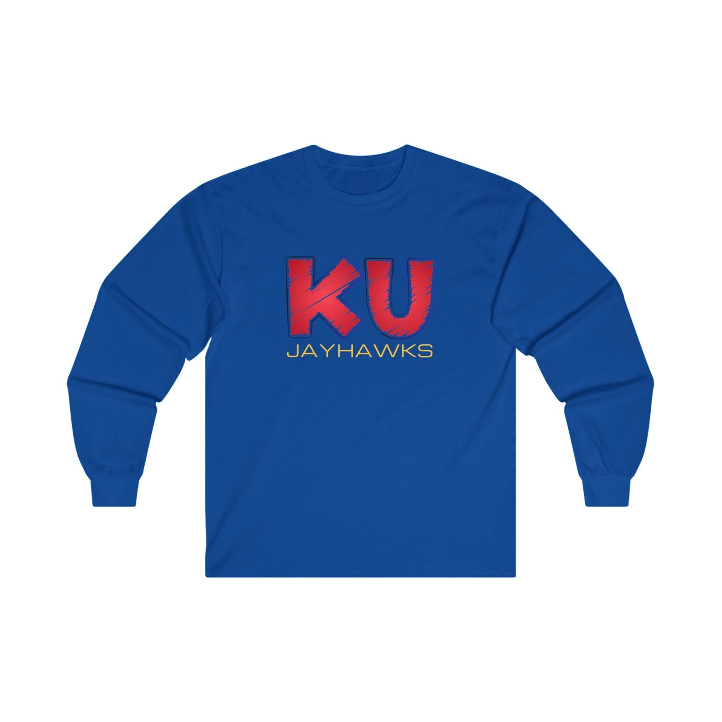KU Scratch Unisex Ultra Cotton Long Sleeve Tee - Long - sleeve - Positively Sassy - KU Scratch Unisex Ultra Cotton Long Sleeve Tee