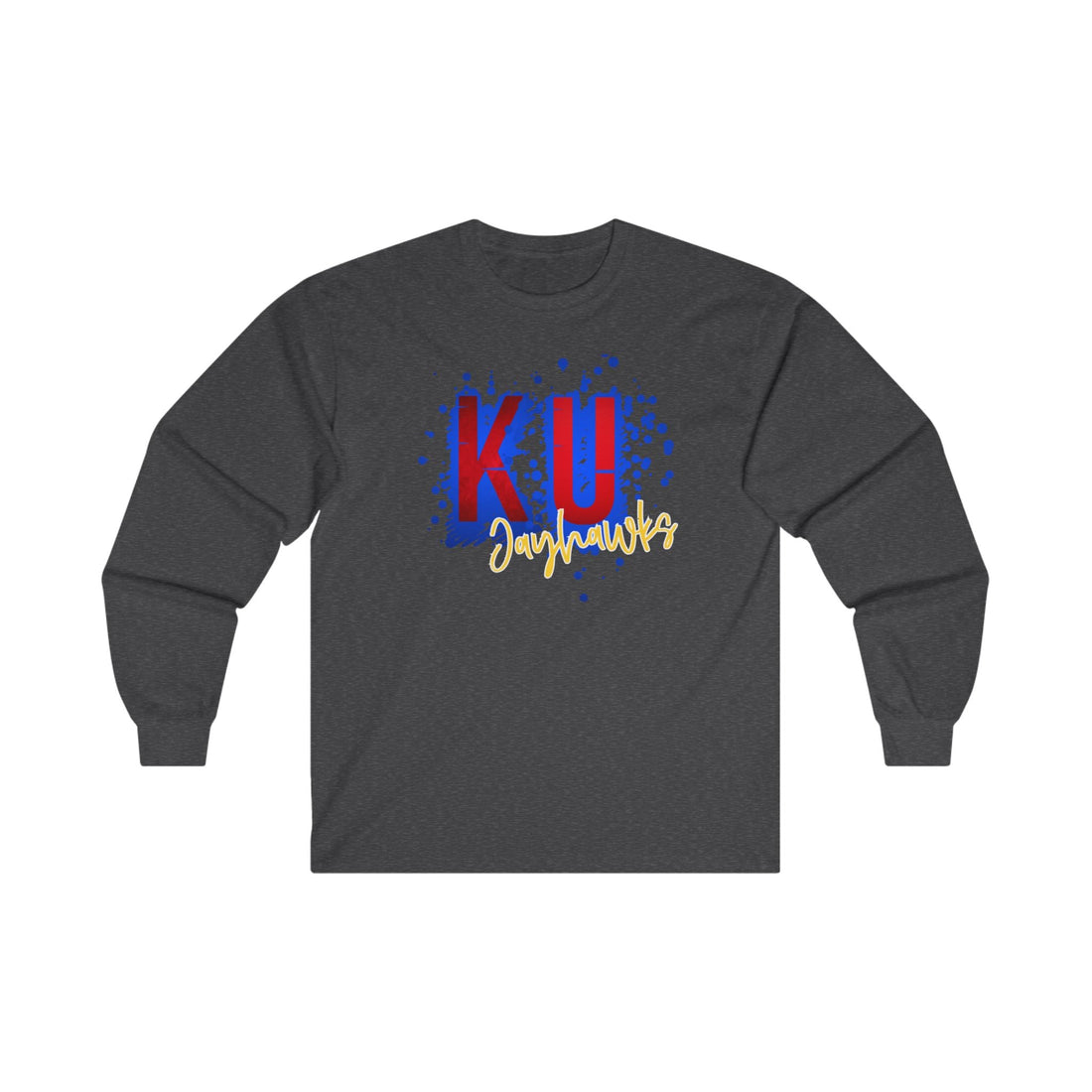 KU Splatter Unisex Ultra Cotton Long Sleeve Tee - Long - sleeve - Positively Sassy - KU Splatter Unisex Ultra Cotton Long Sleeve Tee