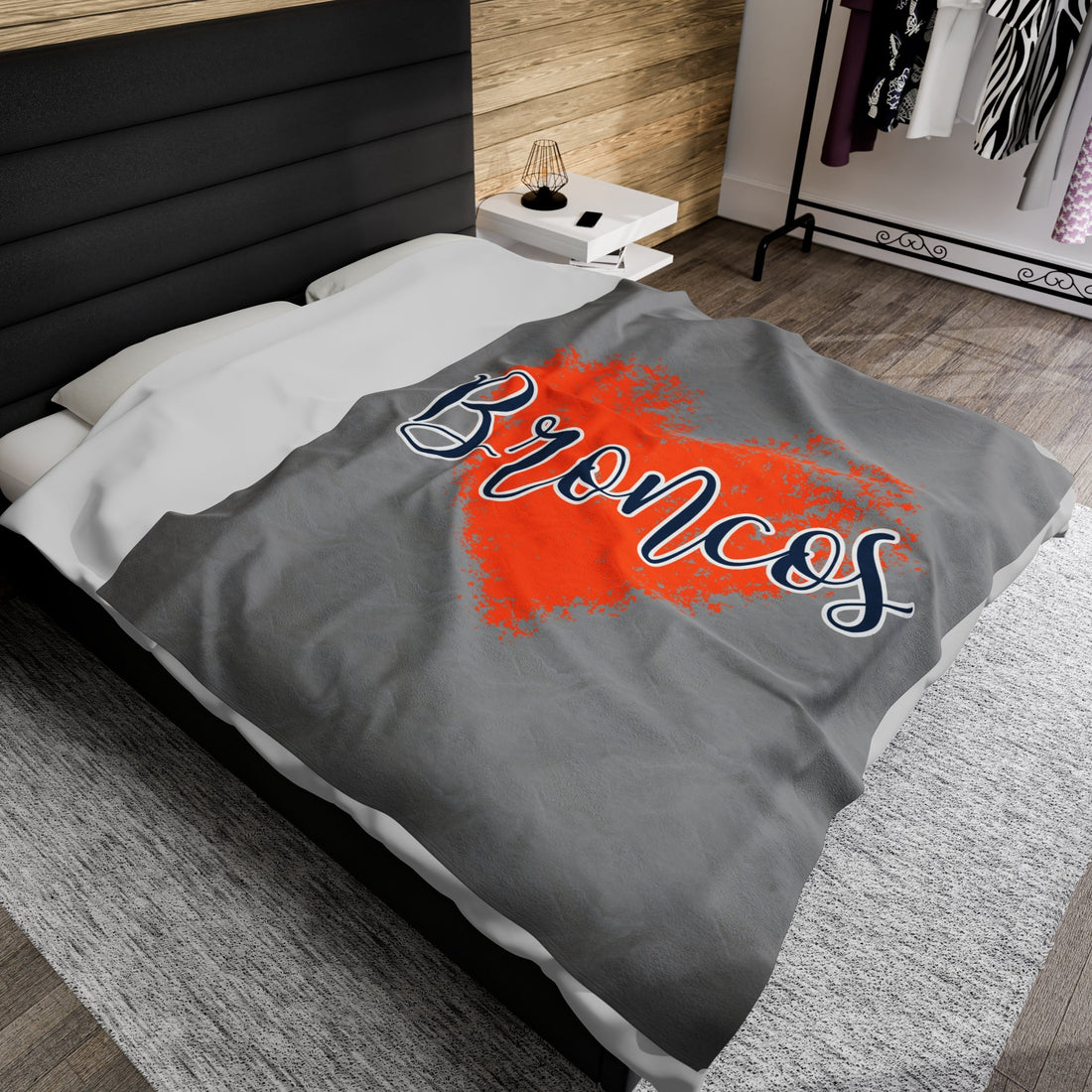 Love Broncos Velveteen Plush Blanket - All Over Prints - Positively Sassy - Love Broncos Velveteen Plush Blanket