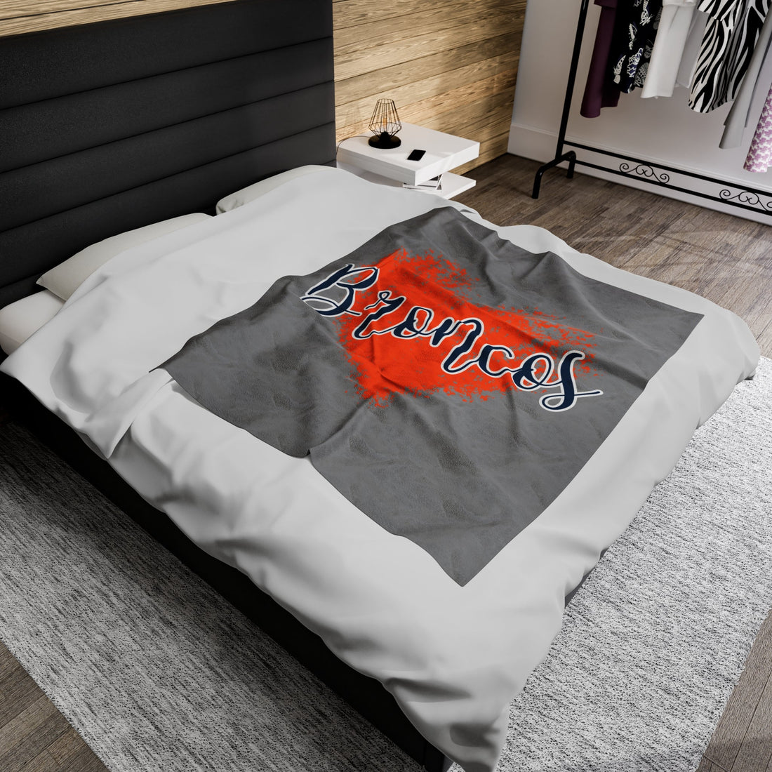 Love Broncos Velveteen Plush Blanket - All Over Prints - Positively Sassy - Love Broncos Velveteen Plush Blanket