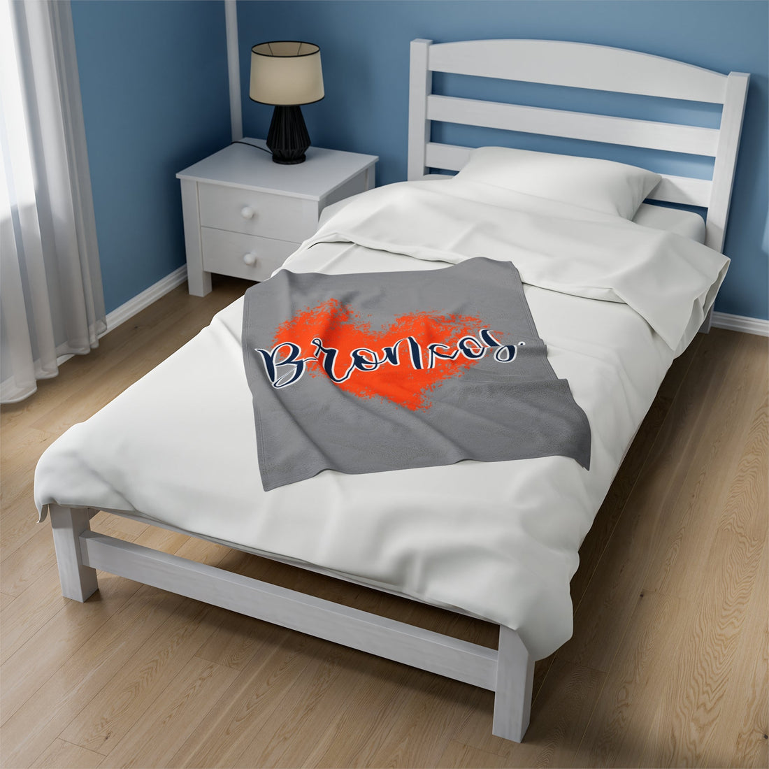 Love Broncos Velveteen Plush Blanket - All Over Prints - Positively Sassy - Love Broncos Velveteen Plush Blanket