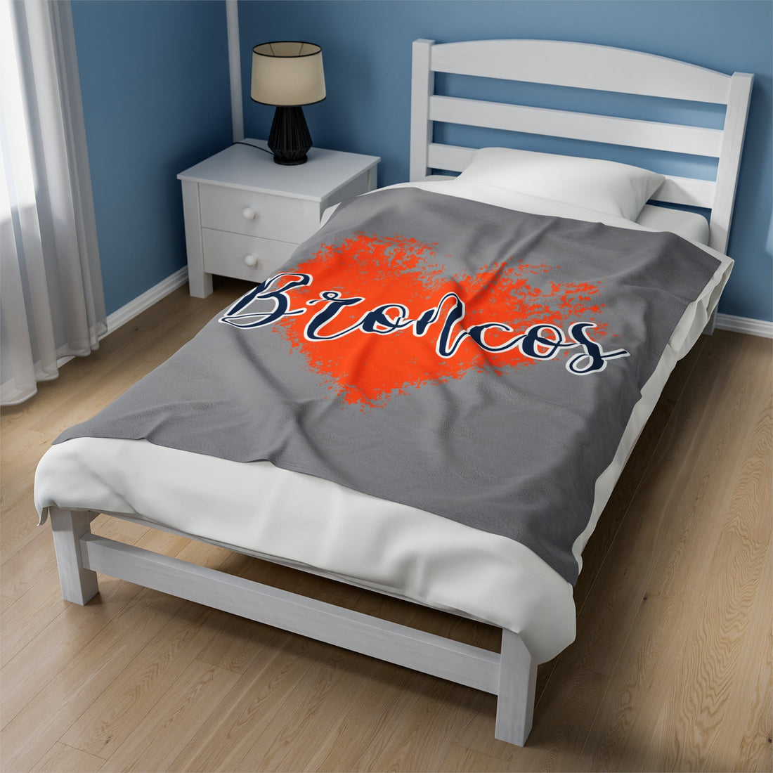 Love Broncos Velveteen Plush Blanket - All Over Prints - Positively Sassy - Love Broncos Velveteen Plush Blanket