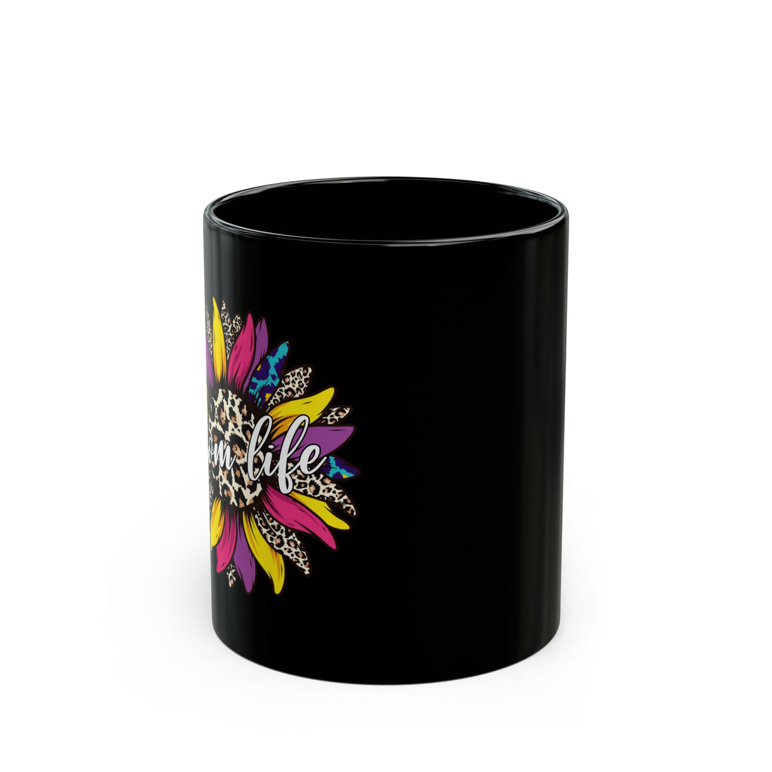 Mom Life Sunflower Black Mug (11oz) - Mug - Positively Sassy - Mom Life Sunflower Black Mug (11oz)