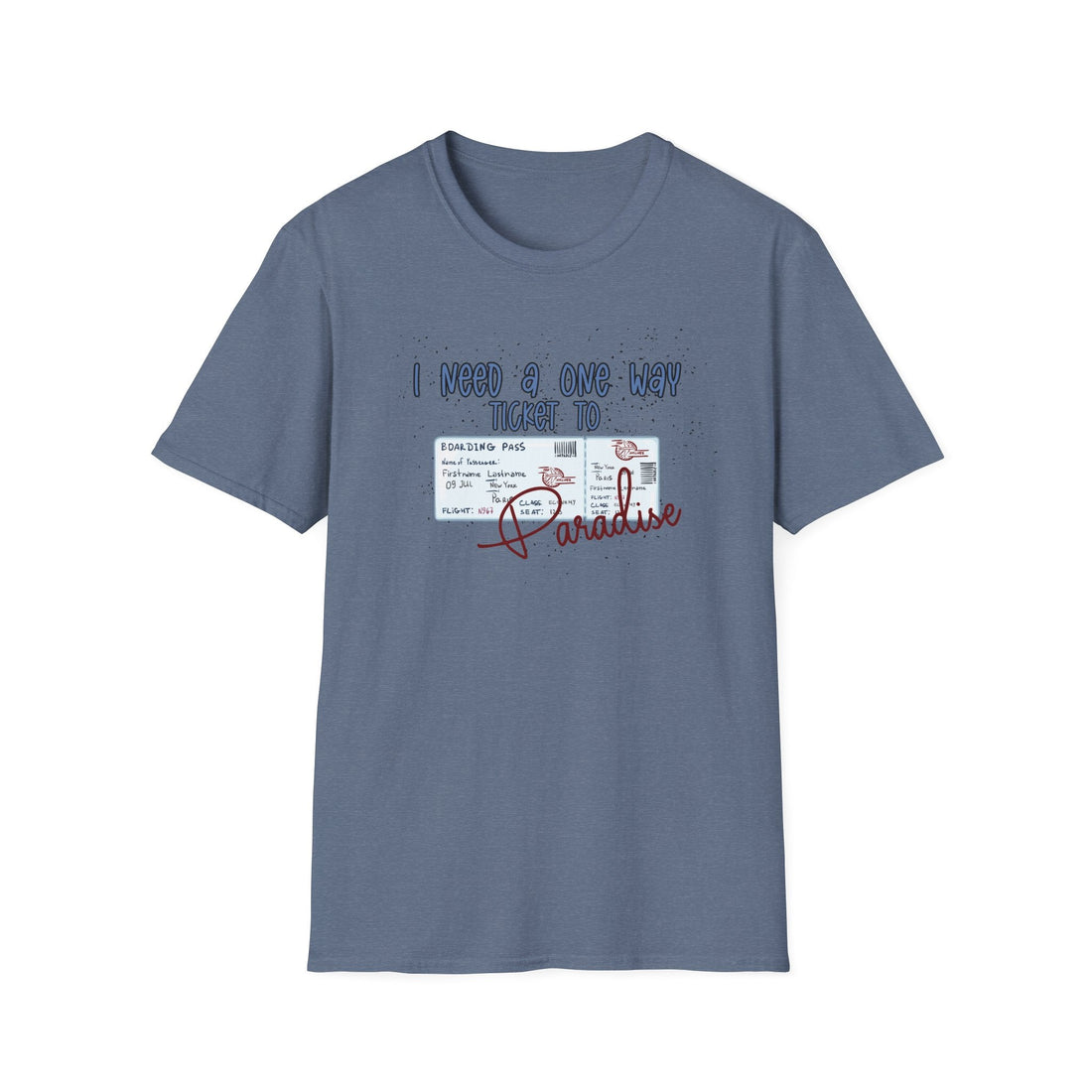One Way Ticket to Paradise T-Shirt, Travel Shirt, Vacation Tee, Summer Apparel, Gift for Travelers, Casual Wear - T-Shirt - Positively Sassy - One Way Ticket to Paradise T-Shirt, Travel Shirt, Vacation Tee, Summer Apparel, Gift for Travelers, Casual Wear