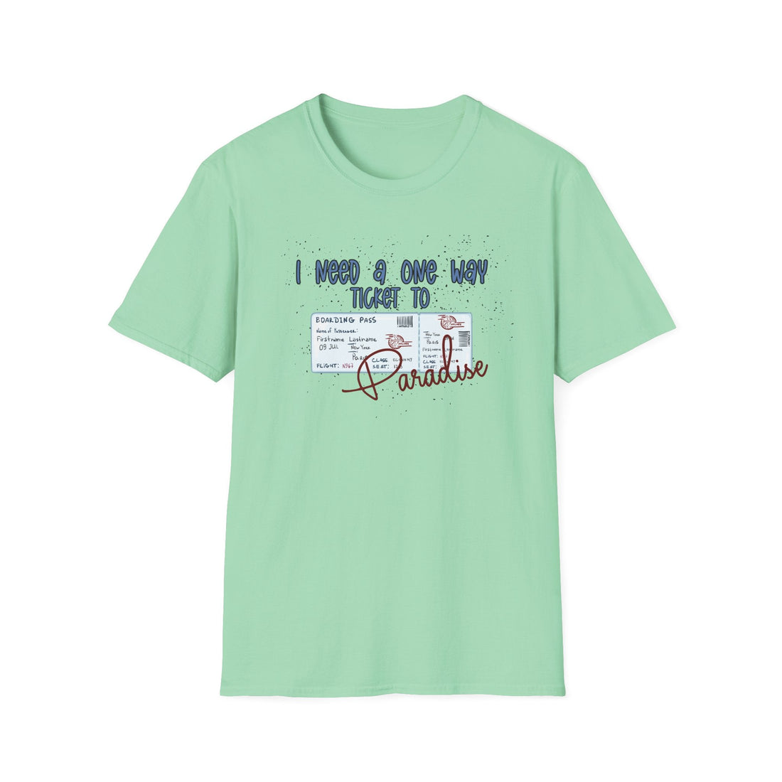 One Way Ticket to Paradise T-Shirt, Travel Shirt, Vacation Tee, Summer Apparel, Gift for Travelers, Casual Wear - T-Shirt - Positively Sassy - One Way Ticket to Paradise T-Shirt, Travel Shirt, Vacation Tee, Summer Apparel, Gift for Travelers, Casual Wear