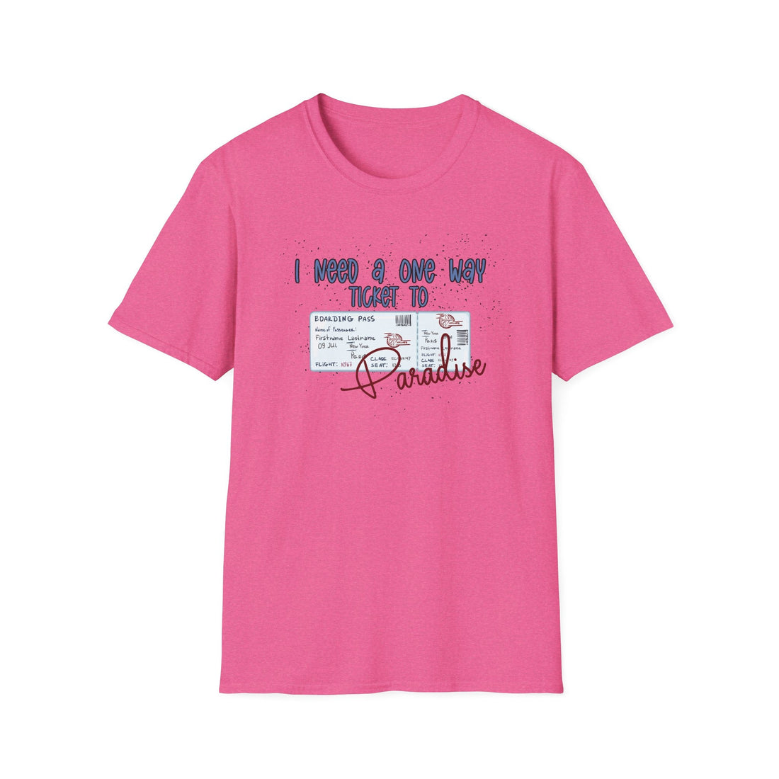 One Way Ticket to Paradise T-Shirt, Travel Shirt, Vacation Tee, Summer Apparel, Gift for Travelers, Casual Wear - T-Shirt - Positively Sassy - One Way Ticket to Paradise T-Shirt, Travel Shirt, Vacation Tee, Summer Apparel, Gift for Travelers, Casual Wear