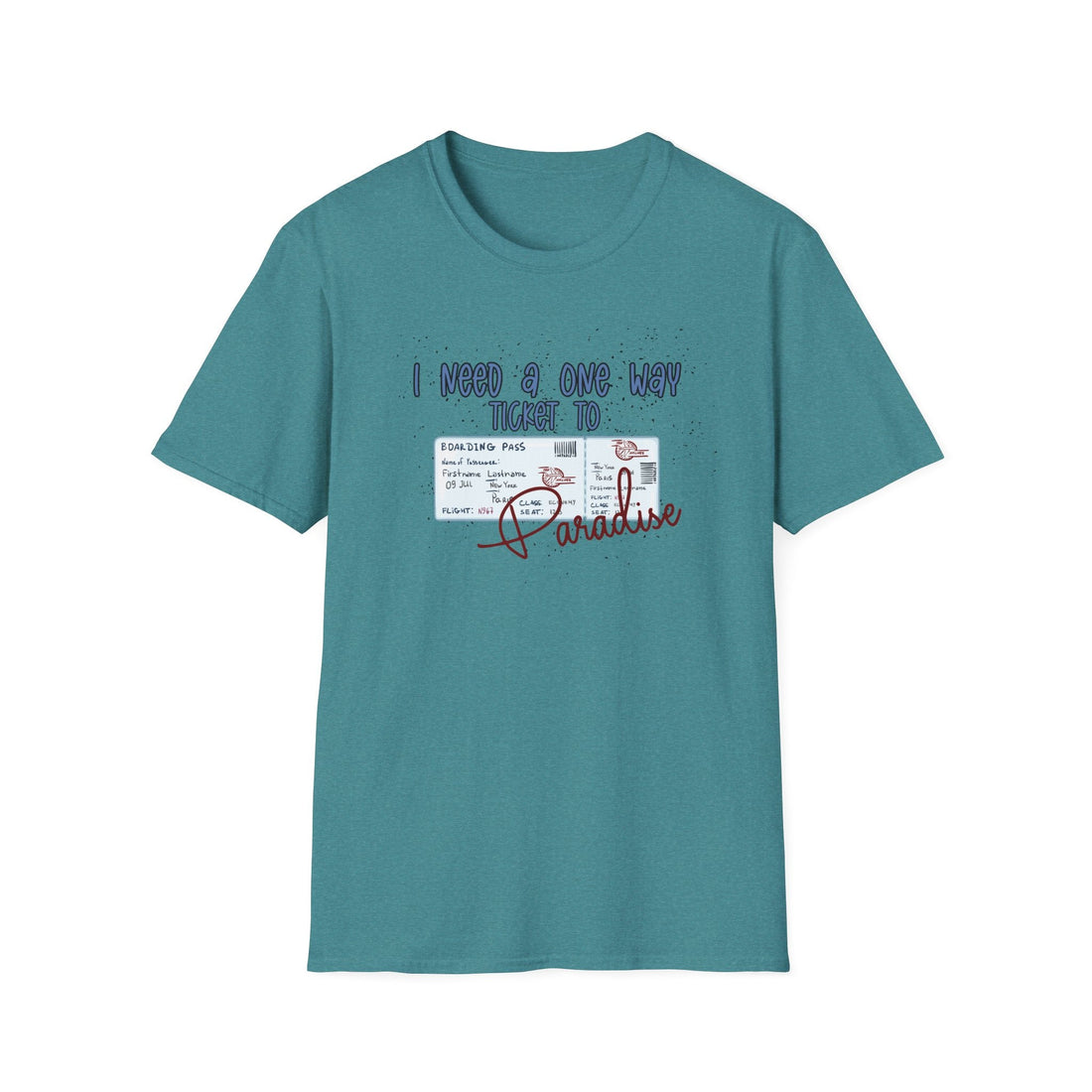 One Way Ticket to Paradise T-Shirt, Travel Shirt, Vacation Tee, Summer Apparel, Gift for Travelers, Casual Wear - T-Shirt - Positively Sassy - One Way Ticket to Paradise T-Shirt, Travel Shirt, Vacation Tee, Summer Apparel, Gift for Travelers, Casual Wear