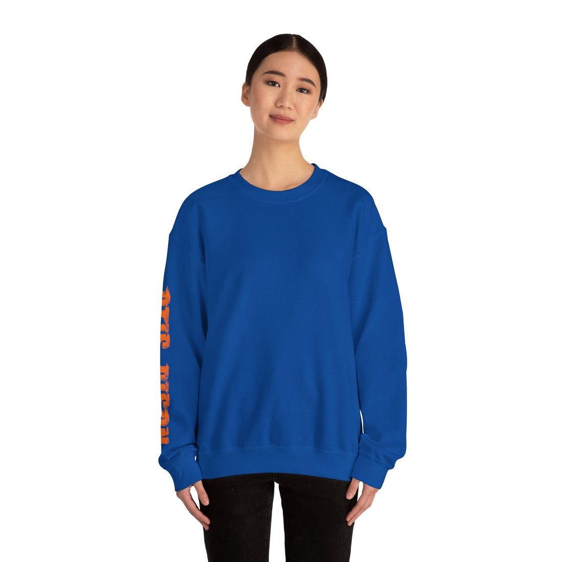 Otis Bison Flag Sleeve Print Unisex Heavy Blend™ Crewneck Sweatshirt - Sweatshirt - Positively Sassy - Otis Bison Flag Sleeve Print Unisex Heavy Blend™ Crewneck Sweatshirt